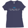 i'm only here for the wifi internet   coffee cafe web geeky tech guy t Ladies Fitted T-Shirt