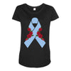 stomach cancer ribbon and rose Maternity Scoop Neck T-shirt