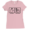 push button receive bacon t shirt funny awesome nerdy geeky humor tee Ladies Fitted T-Shirt