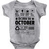 Born In October Baby Onesie