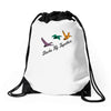 ducks fly together Drawstring Bags