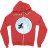 Biker Dinosaur - Dinosaur Riding A Bike To The Moon Zipper Hoodie