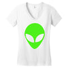 uomo alieno ufo stampa verde fluo divertente mitiche Women's V-Neck T-Shirt