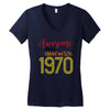 awesome since november 1970 Women's V-Neck T-Shirt