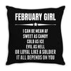 Super February Girl Throw Pillow