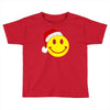 smiley face wears santa hat merry christmas Toddler T-shirt