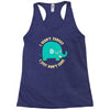 an elephant never cares Racerback Tank