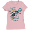 wake up and drink a coffee Ladies Fitted T-Shirt