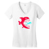 monster fish eats diver Women's V-Neck T-Shirt