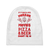 horror movies, pizza and beer Baby Beanies