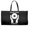 save our vinyl dj club Weekender Totes