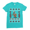 ugly sweater fight christmas t shirts Ladies Fitted T-Shirt