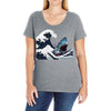 Great White Wave Shark Ladies Curvy T-Shirt