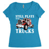 still plays with trucks family matching Women's Triblend Scoop T-shirt