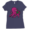 purple octopus playing the bagpipes Ladies Fitted T-Shirt