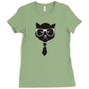 grumpy hipster cat Ladies Fitted T-Shirt