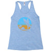 beach surfer silhouette birds sand waves palm Racerback Tank