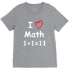 kids boys childrens i love math 1+1=11 funny V-Neck Tee