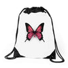 breast cancer butterfly Drawstring Bags