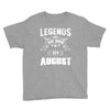Legends Are Born In August Youth Tee