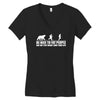 be nice to fat people bear chase funny pub joke Women's V-Neck T-Shirt