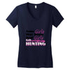 real girls go hunting Women's V-Neck T-Shirt