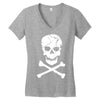 skull and crossbones pirate neon Women's V-Neck T-Shirt