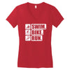 v6 swim bike run Women's V-Neck T-Shirt