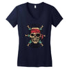 pirate zombie skull Women's V-Neck T-Shirt