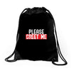 greet me Drawstring Bags