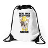 snoring gentleman Drawstring Bags