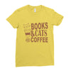 books and cats and coffee Ladies Fitted T-Shirt