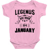 Legends Are Born In January Baby Onesie