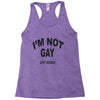 i'm not gay just kidding Racerback Tank