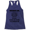 Super November Girl Racerback Tank