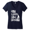 eat sleep sail repeat Women's V-Neck T-Shirt