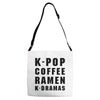 k pop coffee ramen k dramas Adjustable Strap Totes
