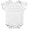 lipstick diamonds champagne Baby Onesie