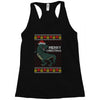 ugly dinosaur merry christmas Racerback Tank