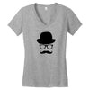 hat wayfarer glasses funny moustache hipster funny geek light tee shir Women's V-Neck T-Shirt
