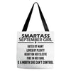 Smartass September Girl Tote Bags