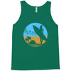 beach surfer silhouette birds sand waves palm Tank Top