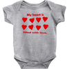 my heart is filled with love Baby Bodysuit
