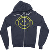 smiley dj techno,club,dance,music,rave retro Zipper Hoodie