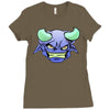 blue monster with horns Ladies Fitted T-Shirt