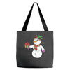smiling snowman holding out christmas Tote Bags