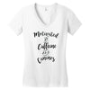 motivated by caffeine and canines Women's V-Neck T-Shirt
