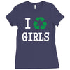 i recycle girls slogan text funny baseball jersey Ladies Fitted T-Shirt