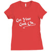 get your geek on white type tee Ladies Fitted T-Shirt