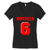 baker mayfield new jersey number Women's V-Neck T-Shirt